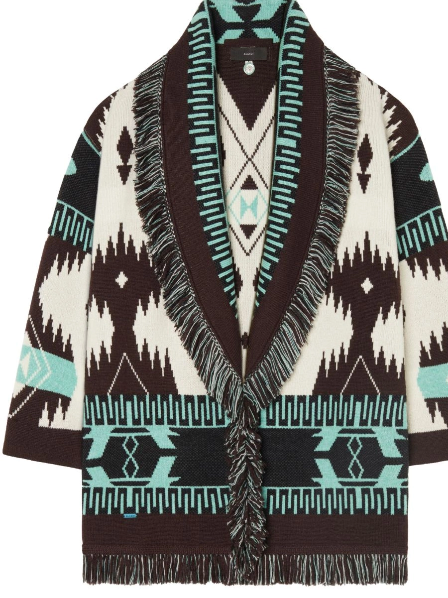 Affordable fringed Women cardigan Alanui Jacquard Icon 0816